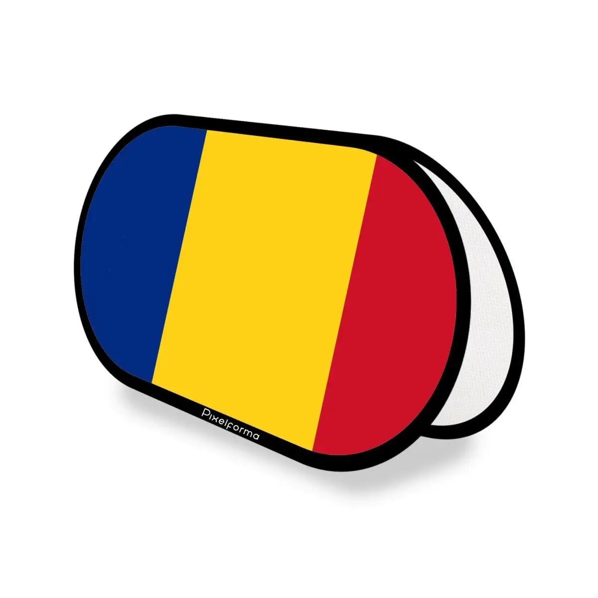 Support publicitaire ovale drapeau roumanie en polyester - pixelforma