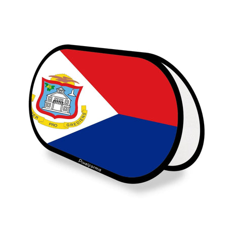 Support publicitaire ovale drapeau saint-martin en polyester - pixelforma