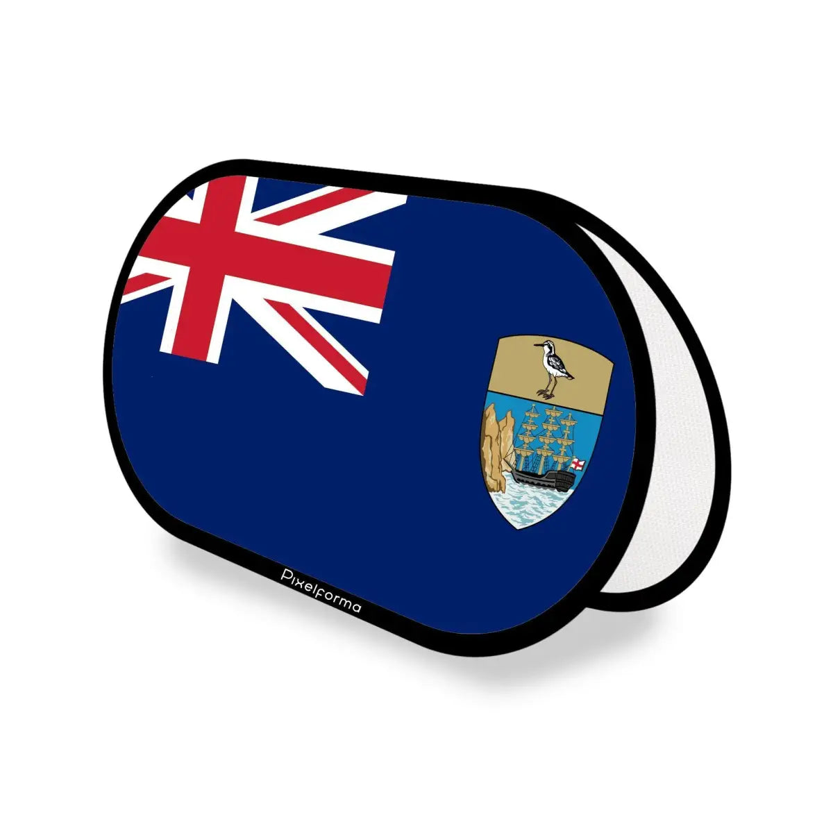 Support publicitaire ovale drapeau sainte-hélène ascension et tristan da cunha en polyester - pixelforma
