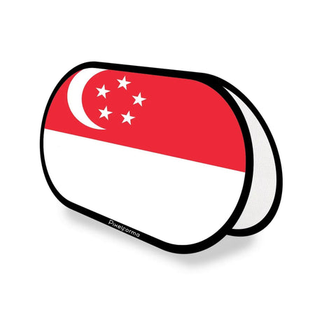 Support publicitaire ovale drapeau singapour en polyester - pixelforma