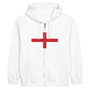 Sweat à capuche angleterre coton mélangé broderie zip