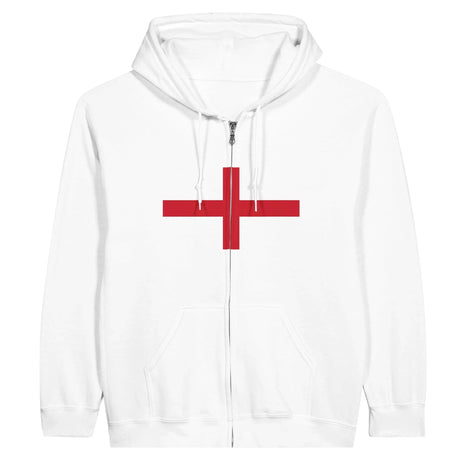 Sweat à capuche angleterre coton mélangé broderie zip