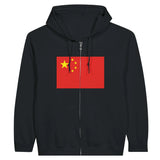 Sweat à capuche chine coton mélangé broderie fermeture éclair