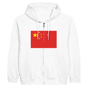 Sweat à capuche chine coton mélangé broderie fermeture éclair