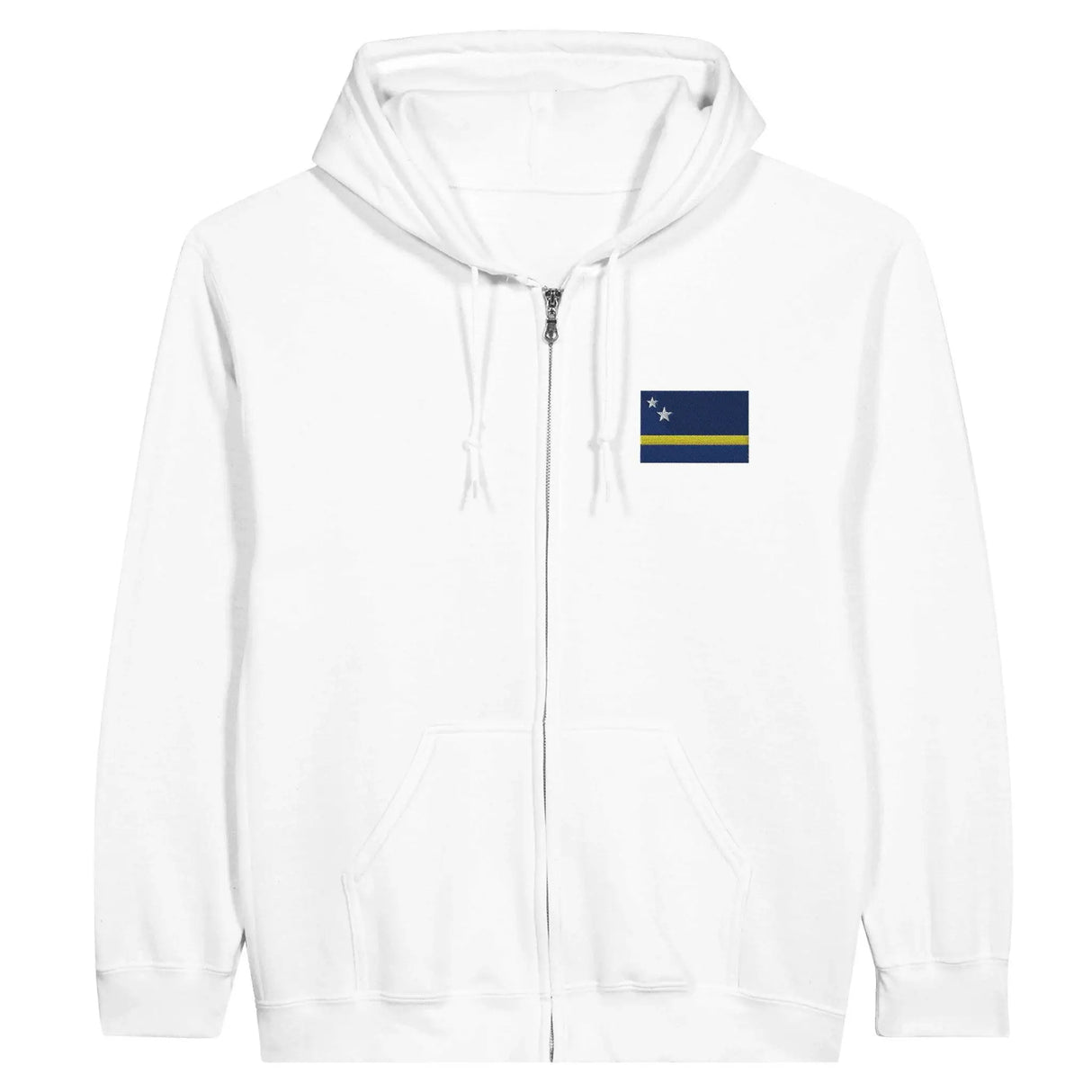 Sweat à capuche curaçao broderie couleur coton mélangé