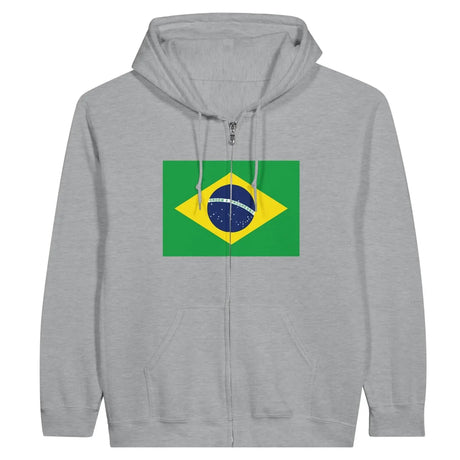 Sweat à capuche drapeau brésil à fermeture éclair - pixelformaflag