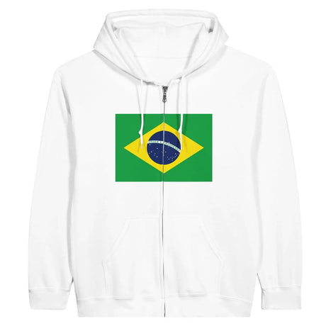 Sweat à capuche drapeau brésil à fermeture éclair - pixelformaflag