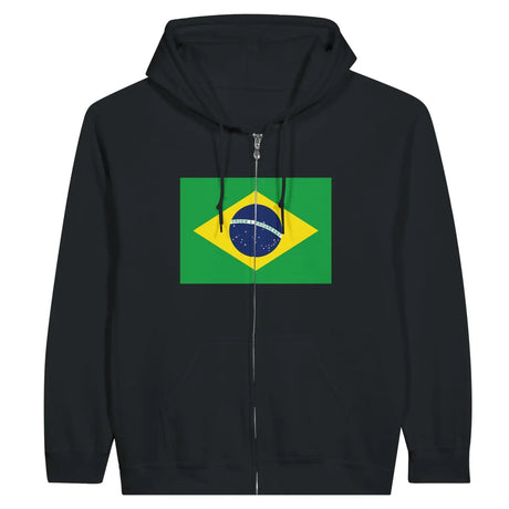 Sweat à capuche drapeau brésil à fermeture éclair - pixelformaflag