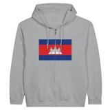 Sweat à capuche drapeau cambodge à fermeture éclair - pixelformaflag