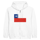 Sweat à capuche drapeau chili à fermeture éclair - pixelformaflag