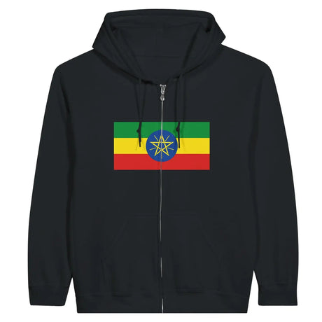 Sweat à capuche drapeau éthiopie à fermeture éclair - pixelformaflag