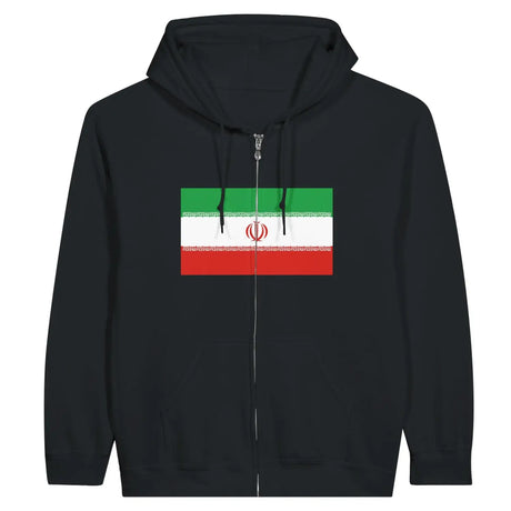 Sweat à capuche drapeau iran à fermeture éclair - pixelformaflag