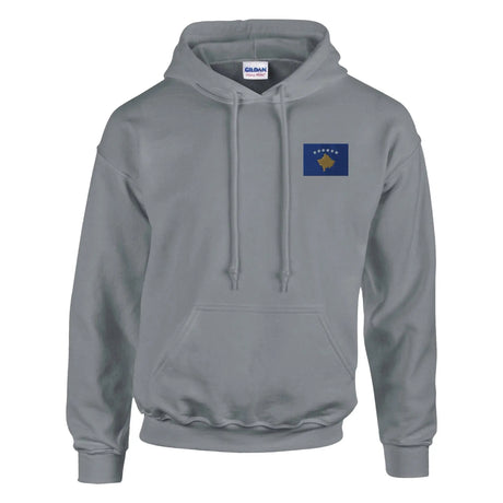Sweat à capuche drapeau kosovo brodé coton mélangé