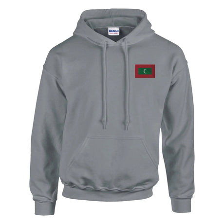 Sweat à capuche drapeau maldives brodé coton mélangé