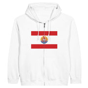 Sweat à capuche drapeau polynésie française coton brodé