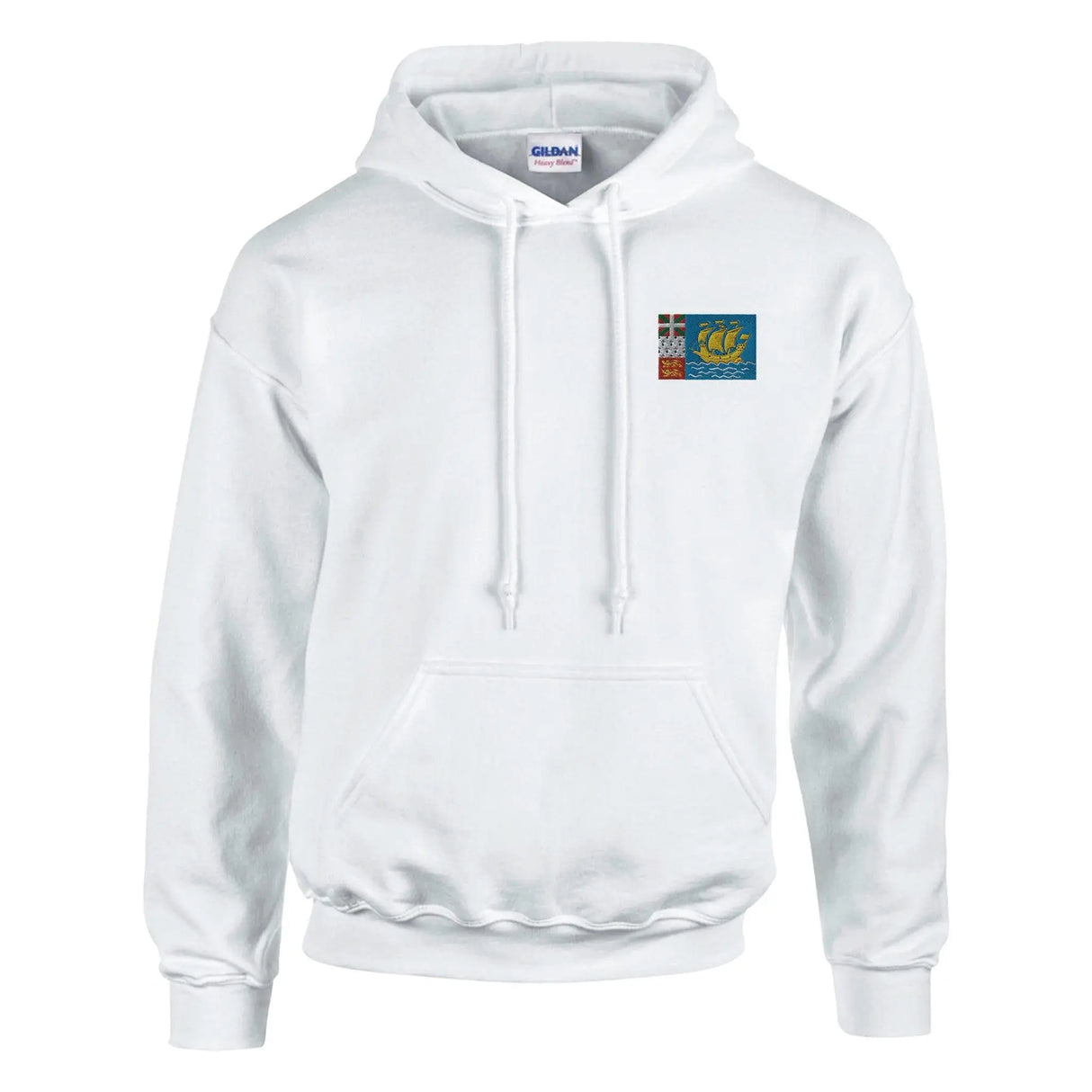 Sweat à capuche drapeau saint-pierre-et-miquelon brodé coton