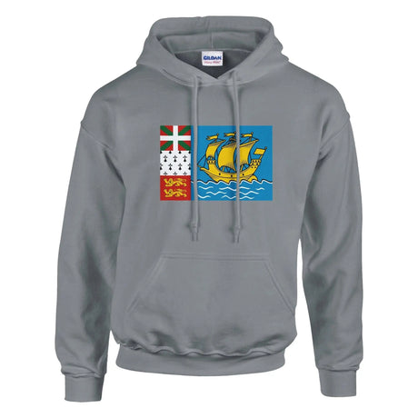 Sweat à capuche drapeau saint-pierre-et-miquelon coton mélangé
