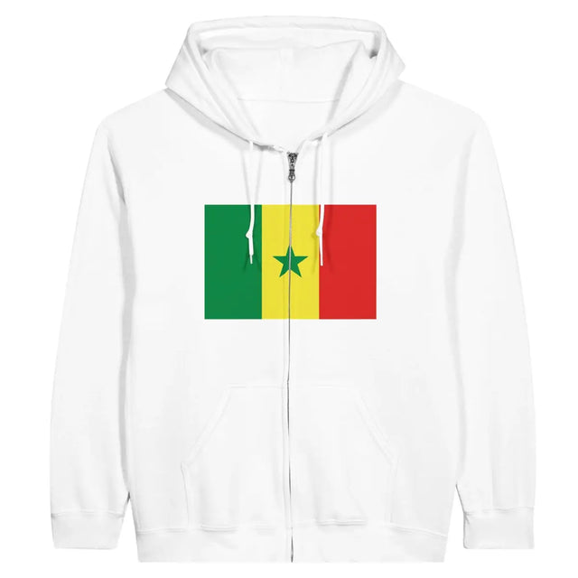 Sweat à capuche drapeau sénégal à fermeture éclair - pixelformaflag