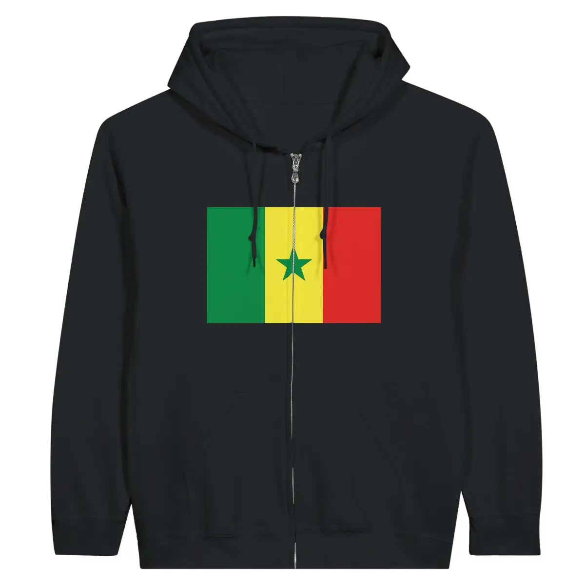 Sweat à capuche drapeau sénégal à fermeture éclair - pixelformaflag