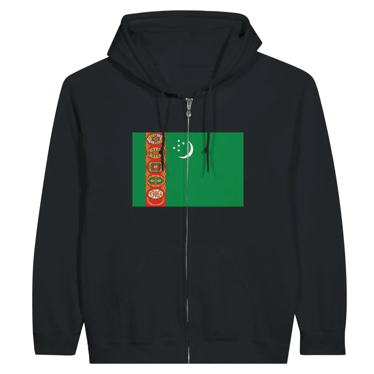 Sweat à capuche drapeau turkménistan à fermeture éclair - pixelformaflag