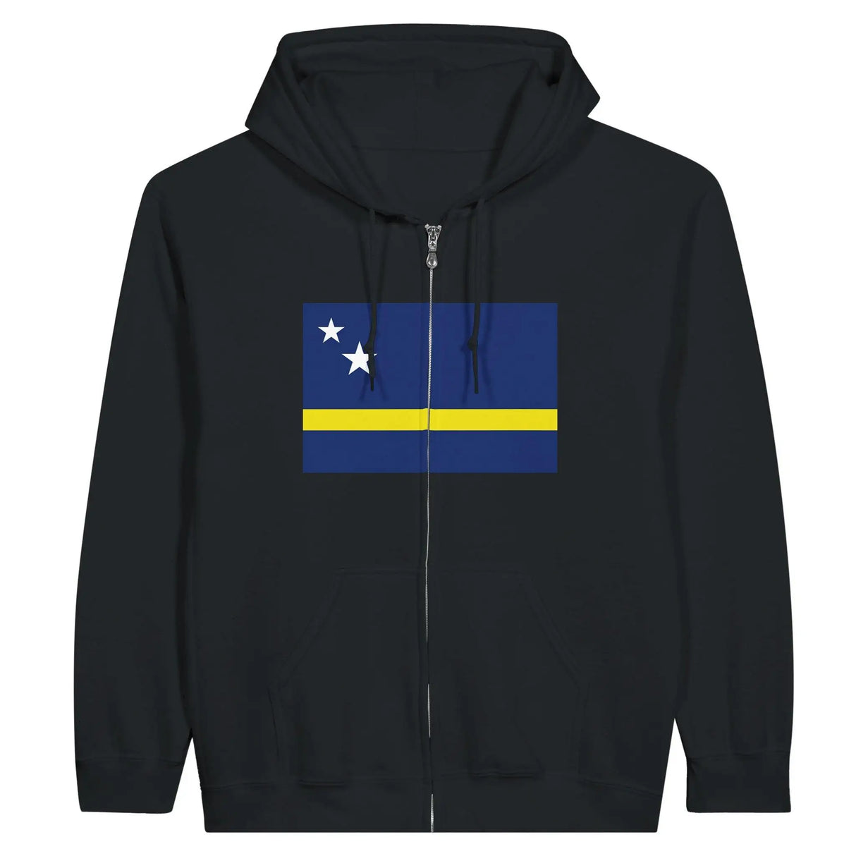 Sweat à capuche fermé curaçao coton mélangé broderie