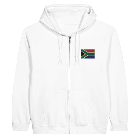 Sweat à capuche à fermeture éclair drapeau afrique du sud en broderie - pixelformaflag