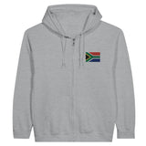 Sweat à capuche à fermeture éclair drapeau afrique du sud en broderie - pixelformaflag