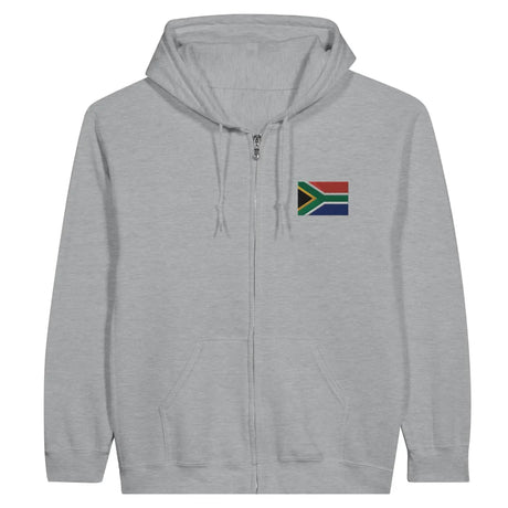 Sweat à capuche à fermeture éclair drapeau afrique du sud en broderie - pixelformaflag