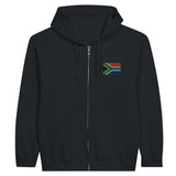 Sweat à capuche à fermeture éclair drapeau afrique du sud en broderie - pixelformaflag