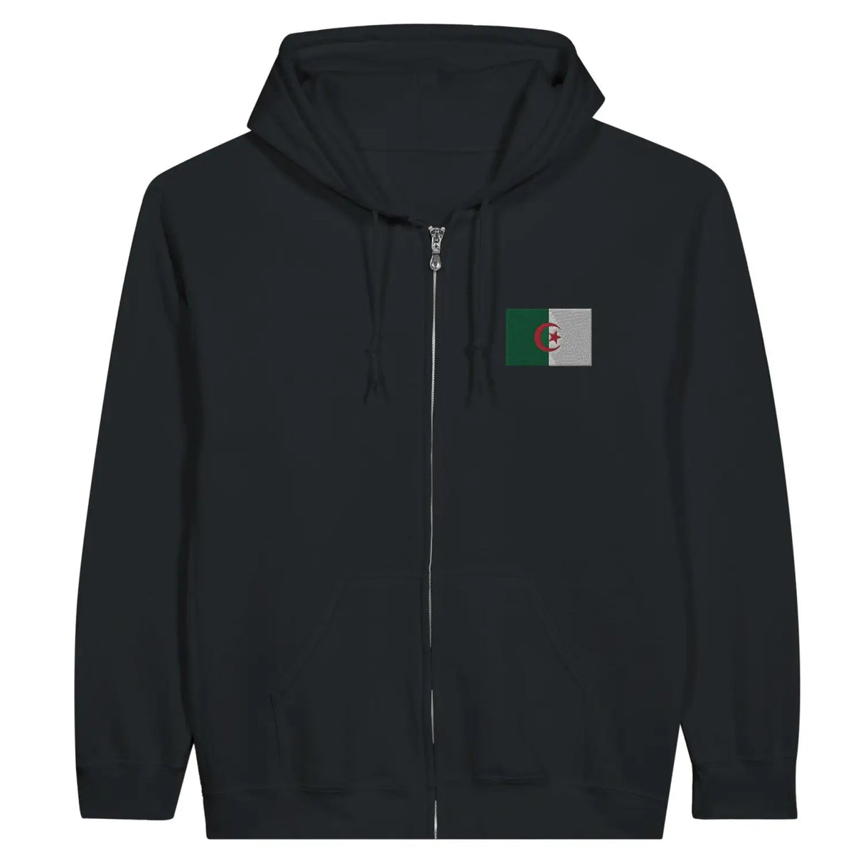Sweat à capuche à fermeture éclair drapeau algérie en broderie - pixelformaflag