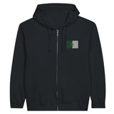 Sweat à capuche à fermeture éclair drapeau algérie en broderie - pixelformaflag