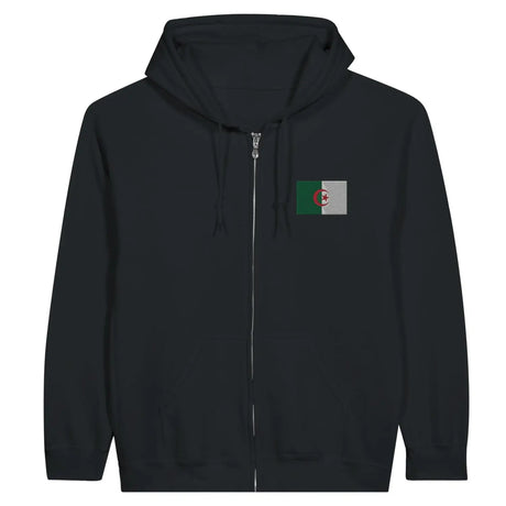 Sweat à capuche à fermeture éclair drapeau algérie en broderie - pixelformaflag
