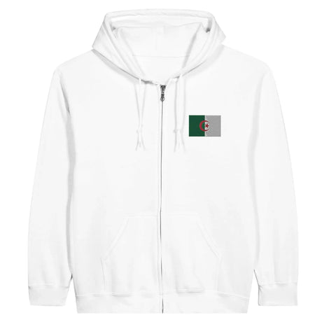 Sweat à capuche à fermeture éclair drapeau algérie en broderie - pixelformaflag