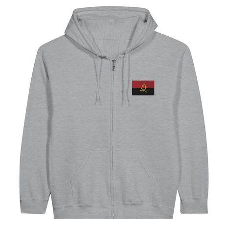 Sweat à capuche à fermeture éclair drapeau angola en broderie - pixelformaflag
