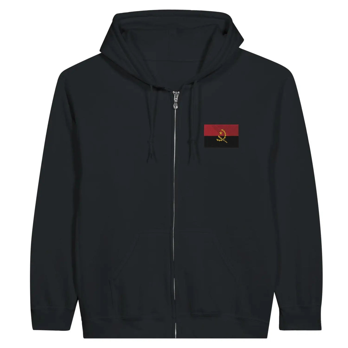 Sweat à capuche à fermeture éclair drapeau angola en broderie - pixelformaflag