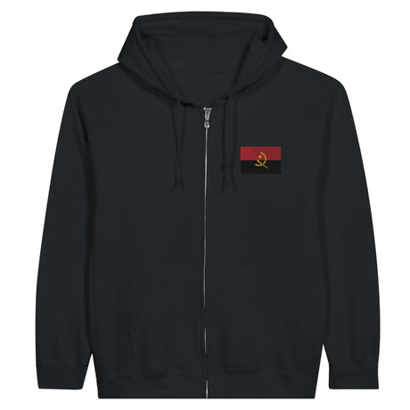 Sweat à capuche à fermeture éclair drapeau angola en broderie - pixelformaflag