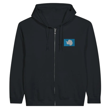 Sweat à capuche à fermeture éclair drapeau antarctique en broderie - pixelformaflag