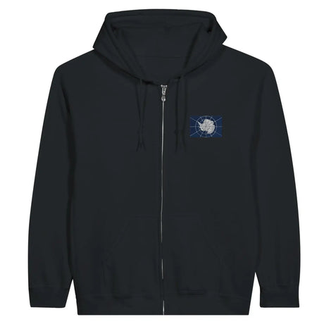 Sweat à capuche à fermeture éclair drapeau antarctique officiel en broderie - pixelformaflag