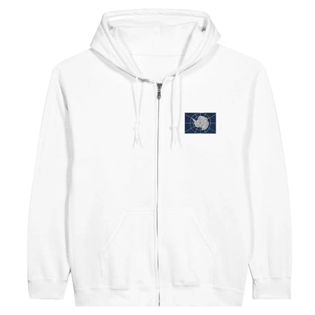 Sweat à capuche à fermeture éclair drapeau antarctique officiel en broderie - pixelformaflag