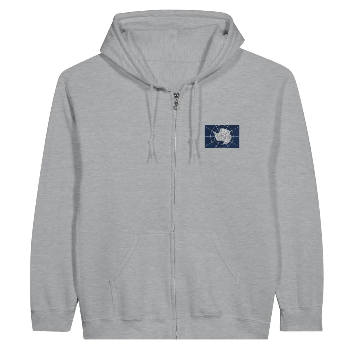 Sweat à capuche à fermeture éclair drapeau antarctique officiel en broderie - pixelformaflag