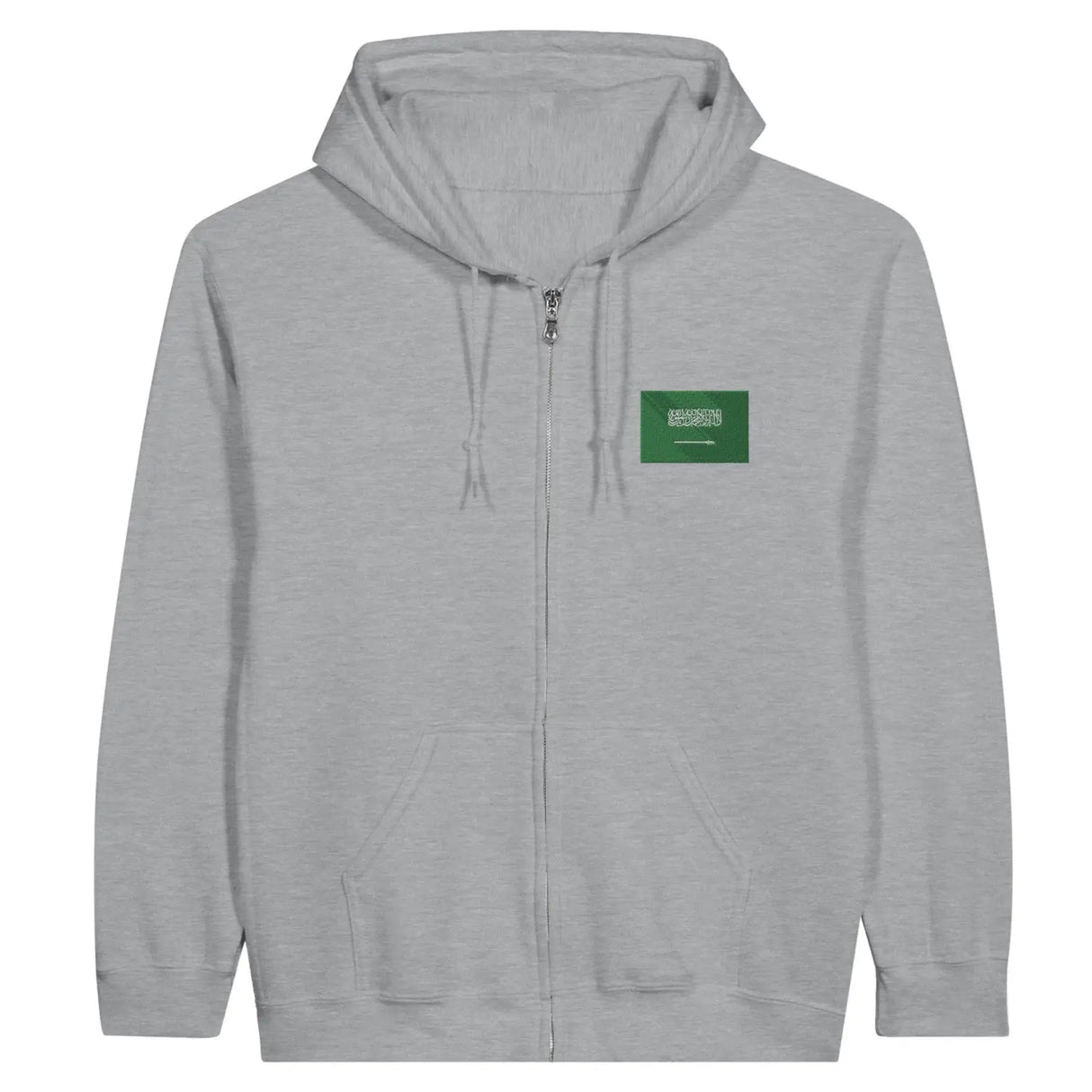 Sweat à capuche à fermeture éclair drapeau arabie saoudite en broderie - pixelformaflag