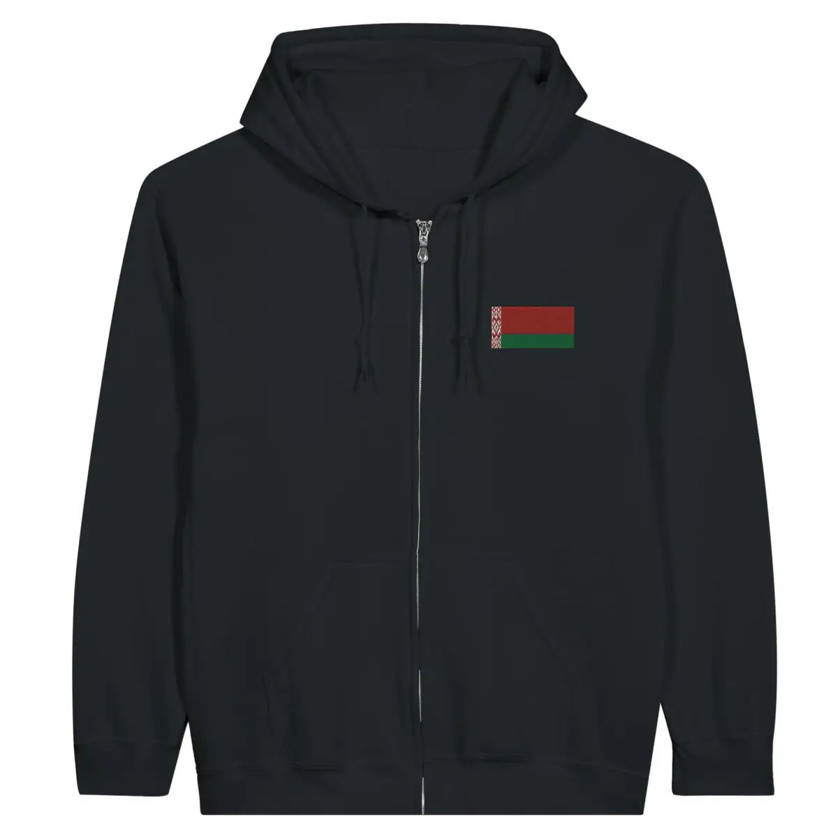 Sweat à capuche à fermeture éclair drapeau biélorussie en broderie - pixelformaflag