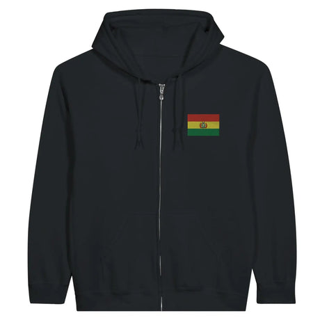 Sweat à capuche à fermeture éclair drapeau bolivie en broderie - pixelformaflag