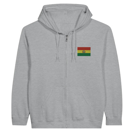 Sweat à capuche à fermeture éclair drapeau bolivie en broderie - pixelformaflag
