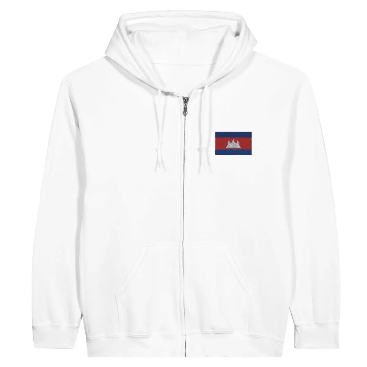 Sweat à capuche à fermeture éclair drapeau cambodge en broderie - pixelformaflag
