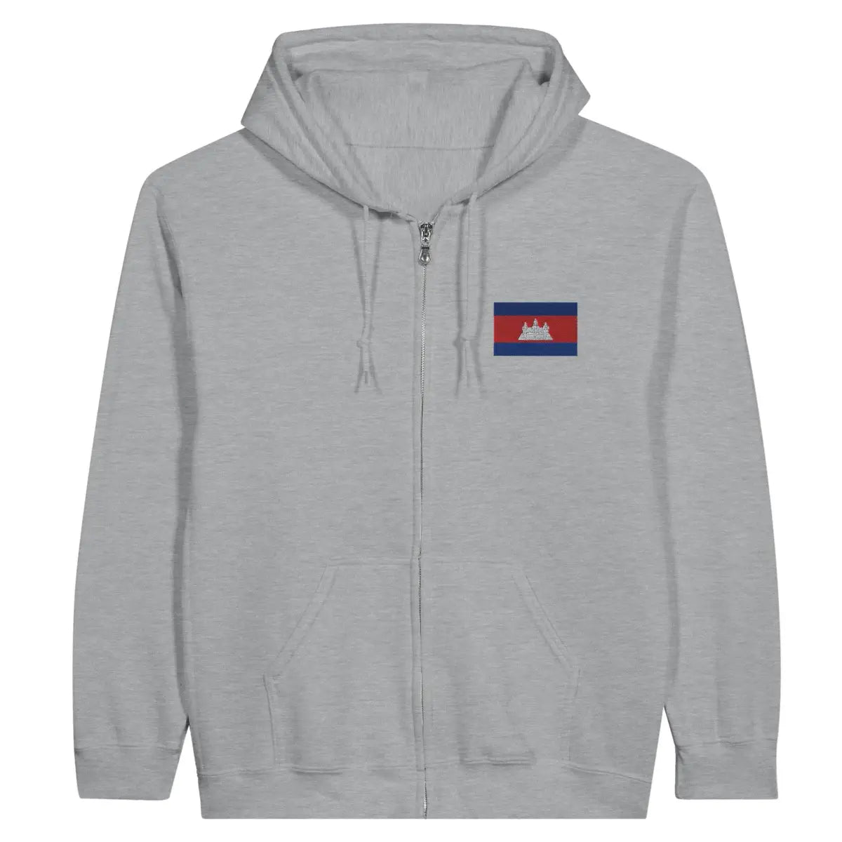Sweat à capuche à fermeture éclair drapeau cambodge en broderie - pixelformaflag