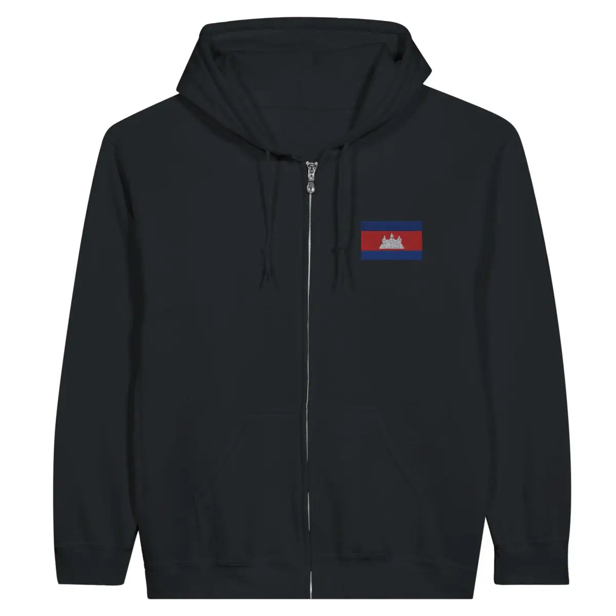 Sweat à capuche à fermeture éclair drapeau cambodge en broderie - pixelformaflag