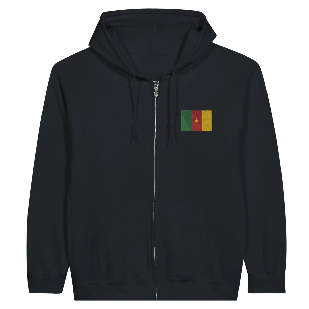 Sweat à capuche à fermeture éclair drapeau cameroun en broderie - pixelformaflag