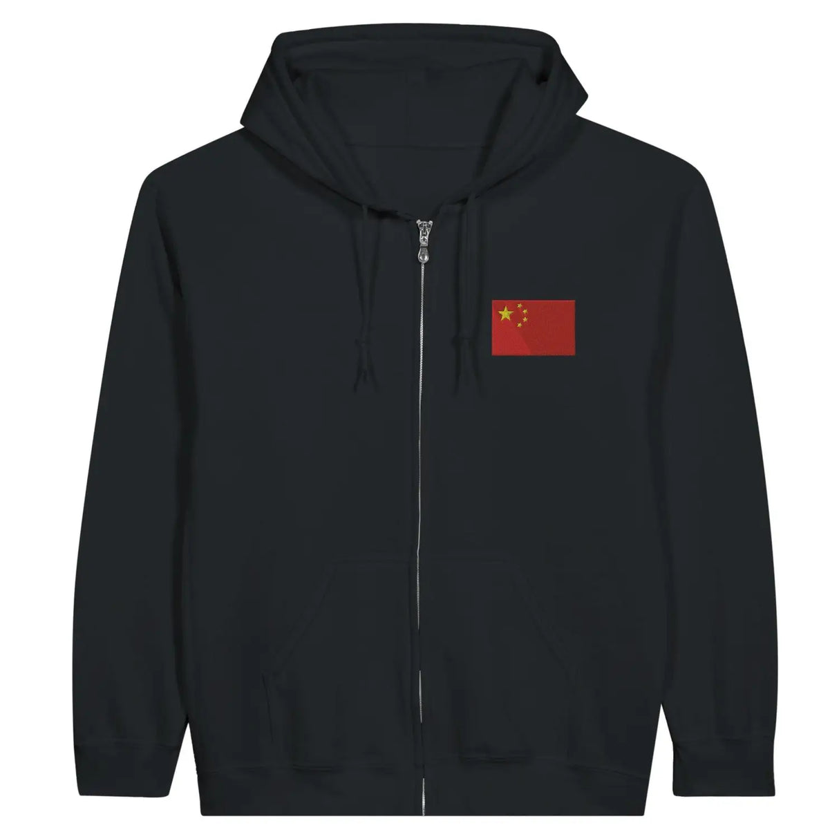 Sweat à capuche à fermeture éclair drapeau chine en broderie - pixelformaflag