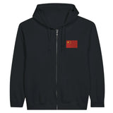 Sweat à capuche à fermeture éclair drapeau chine en broderie - pixelformaflag